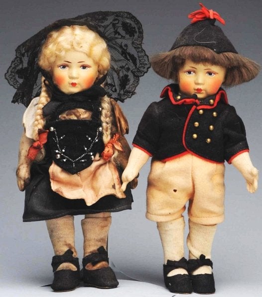 Lot of 2: German Bing Cloth Dolls.