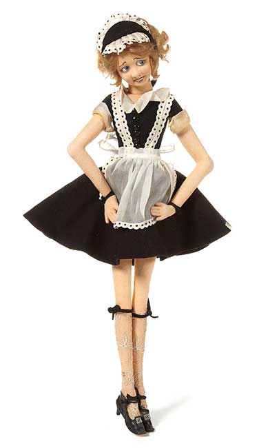 A Lenci felt boudoir doll of a maid