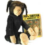 Black and white mohair 'Pip' toy dog, 1930's