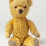 Mohair musical teddy bear probably made in Australia in the 1950s
